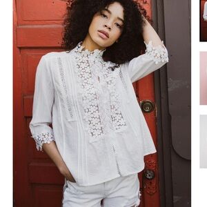 Pol white lace eyelet blouse